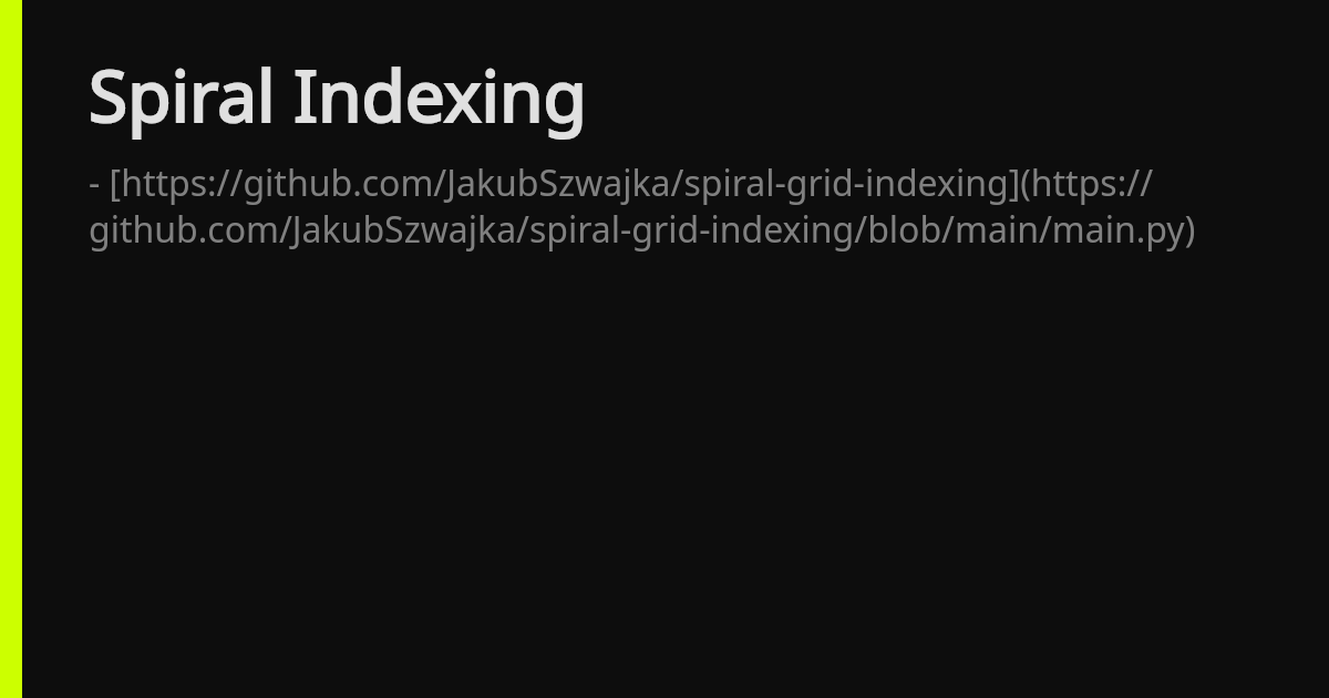 Spiral Indexing